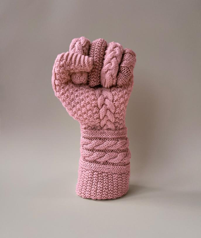 knitted fist sculptural illustration photograph for new york times