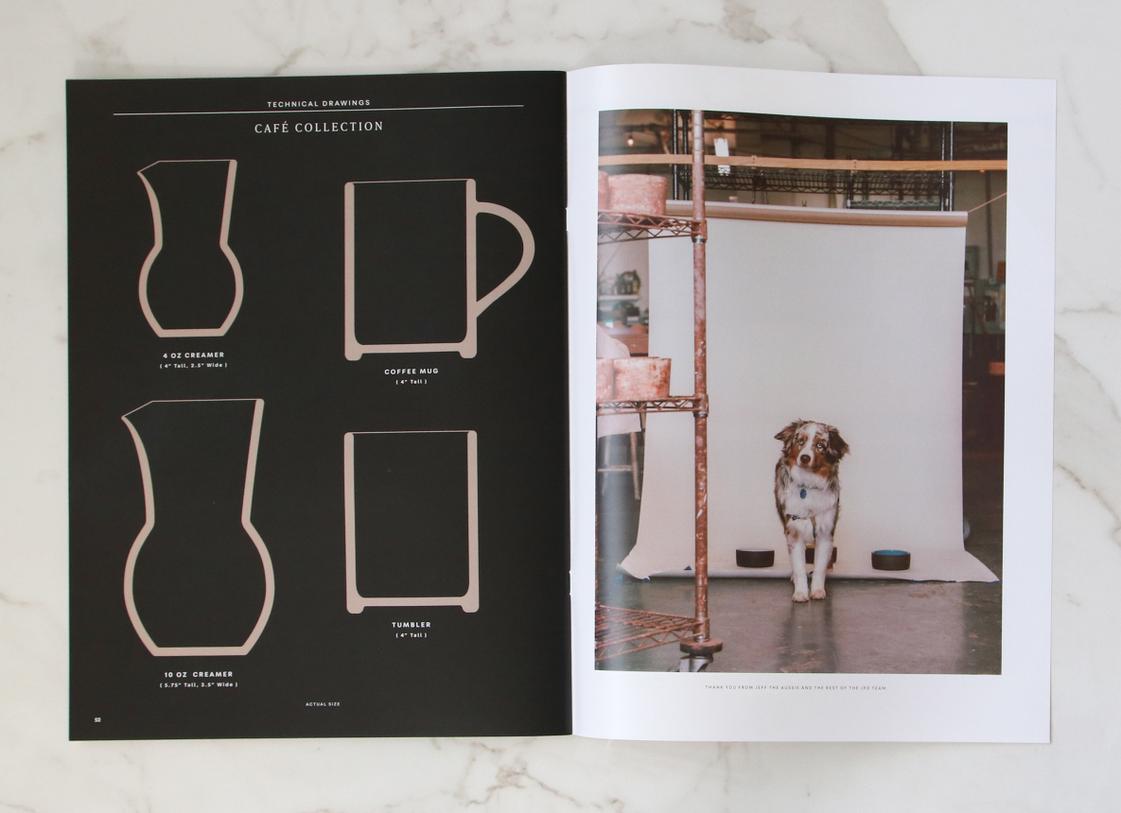 Jono Pandolfi ceramics hospitality catalog last page shepperd dog