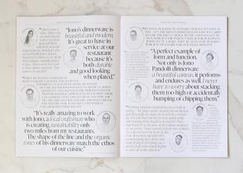 Jono Pandolfi ceramics hospitality catalog chef quotes