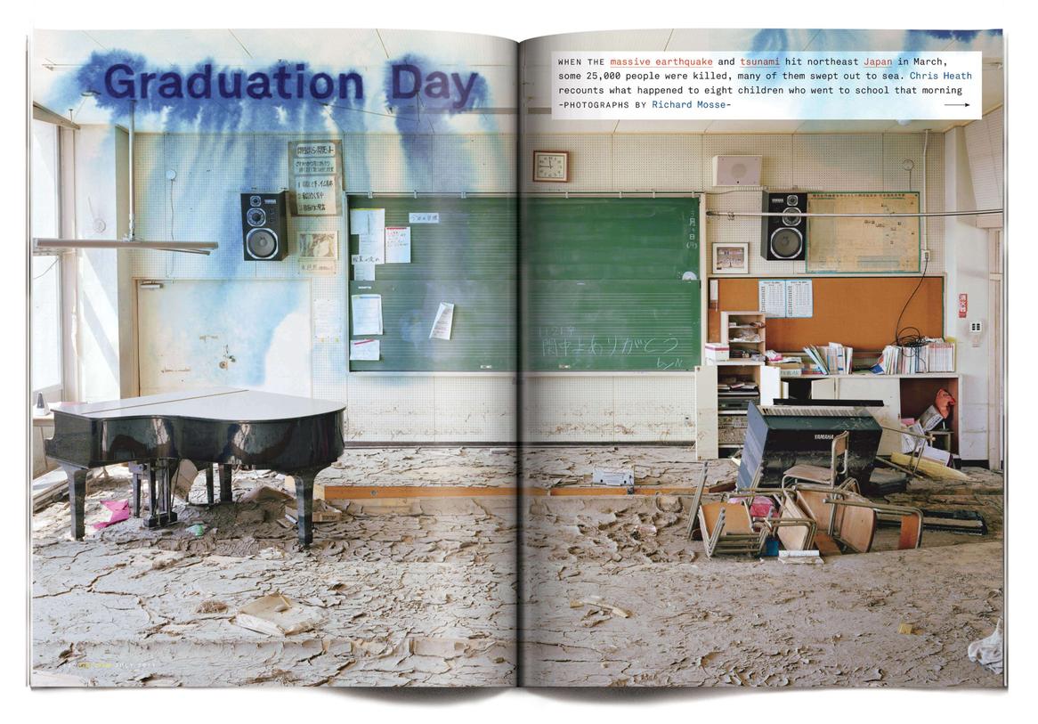 gq magazine spread design japan tsunami schools