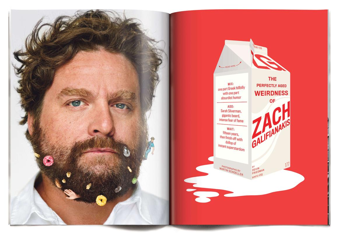 gq magazine spread design zach galifianakis