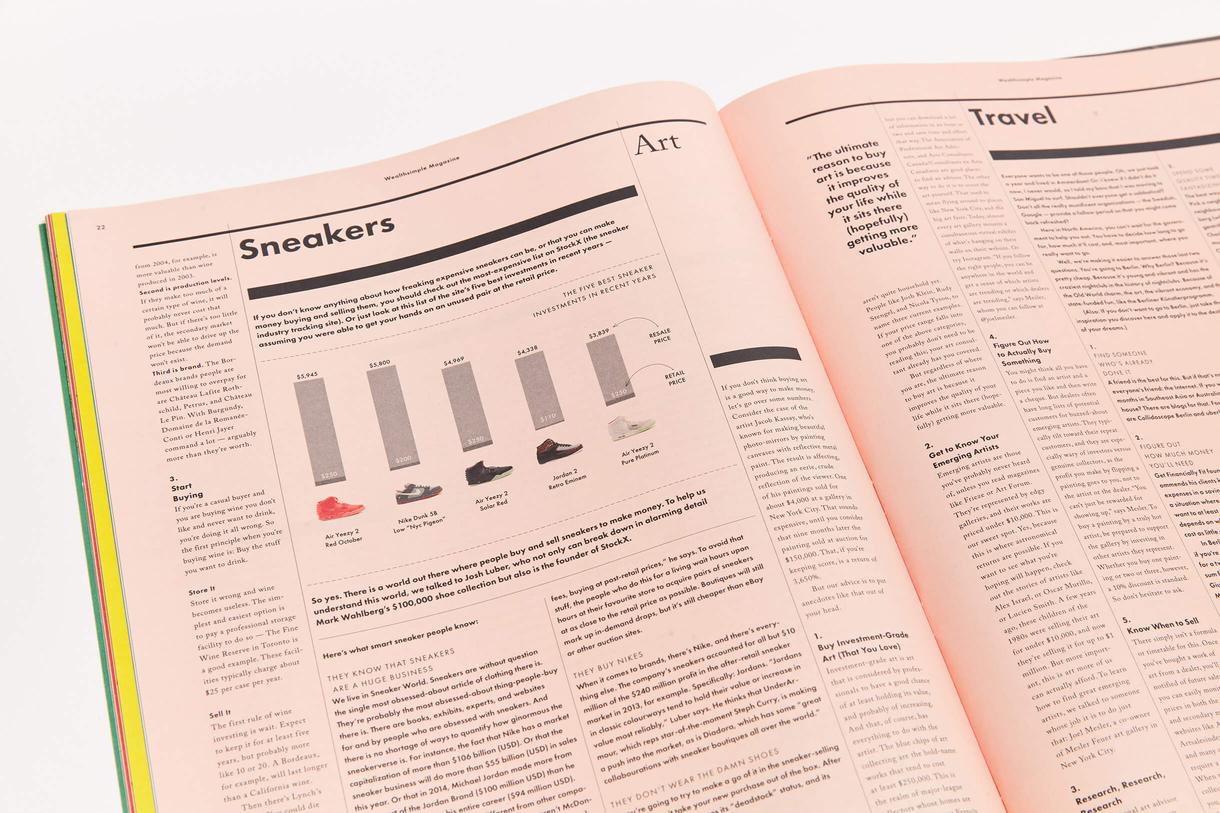 wealthsimple magaine sneakers art travel spread